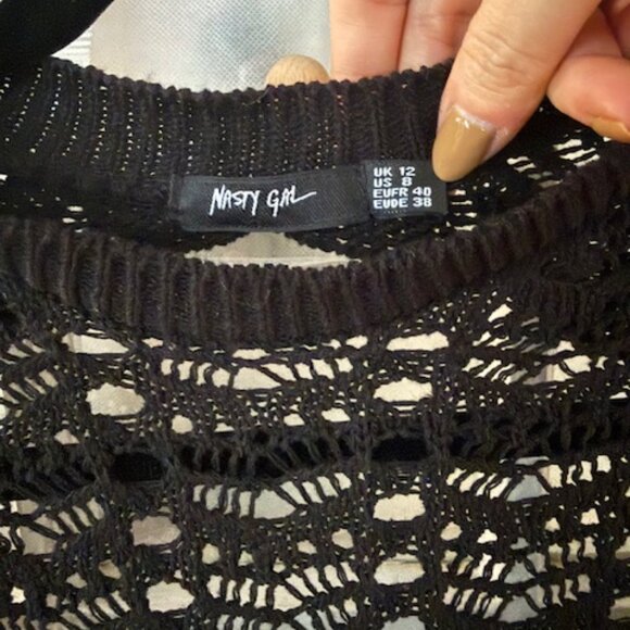 Nasty Gal Crochet Knitted Backless Mini Dress/Swim Cover-up Size 8 (NWOT) - Picture 5 of 5